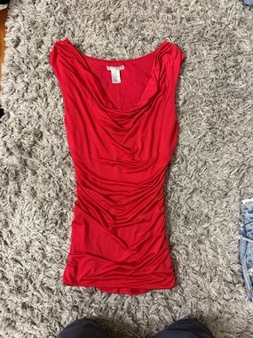 H&M Red Draped Cowl Neck Camisole